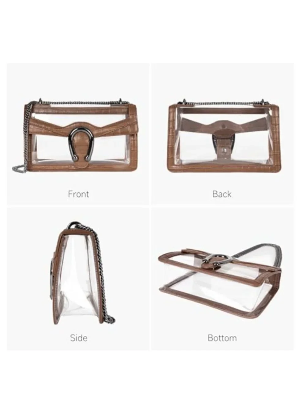 Stadium Approved Clear Crossbody Bag with Chain Strap